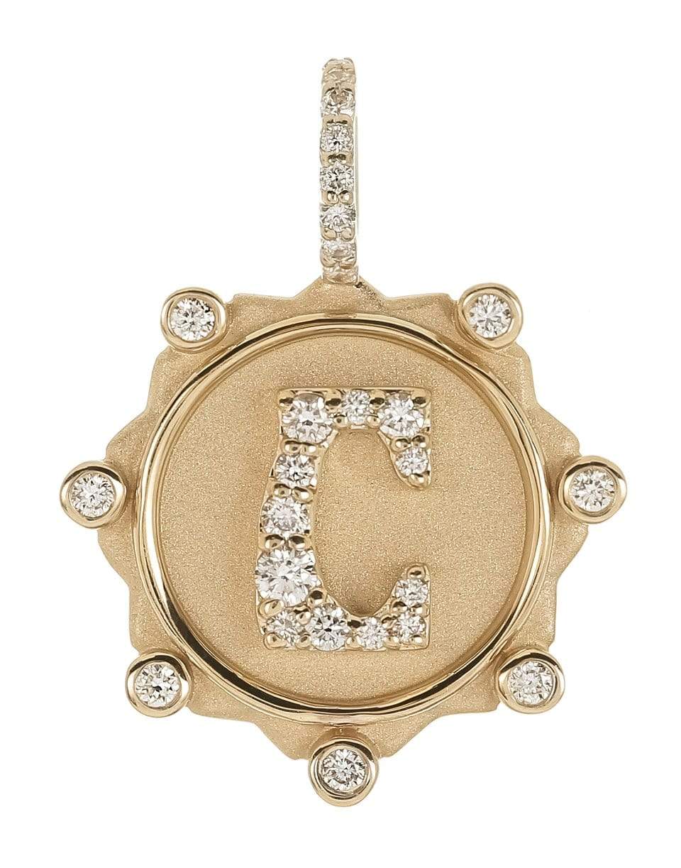 MARLO LAZ-C Pave Initial Coin Charm-YELLOW GOLD