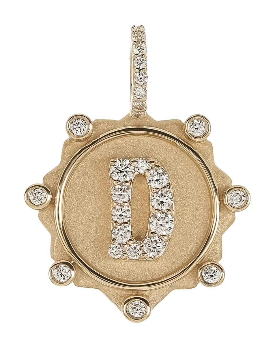 MARLO LAZ-D Pave Initial Coin Charm-YELLOW GOLD