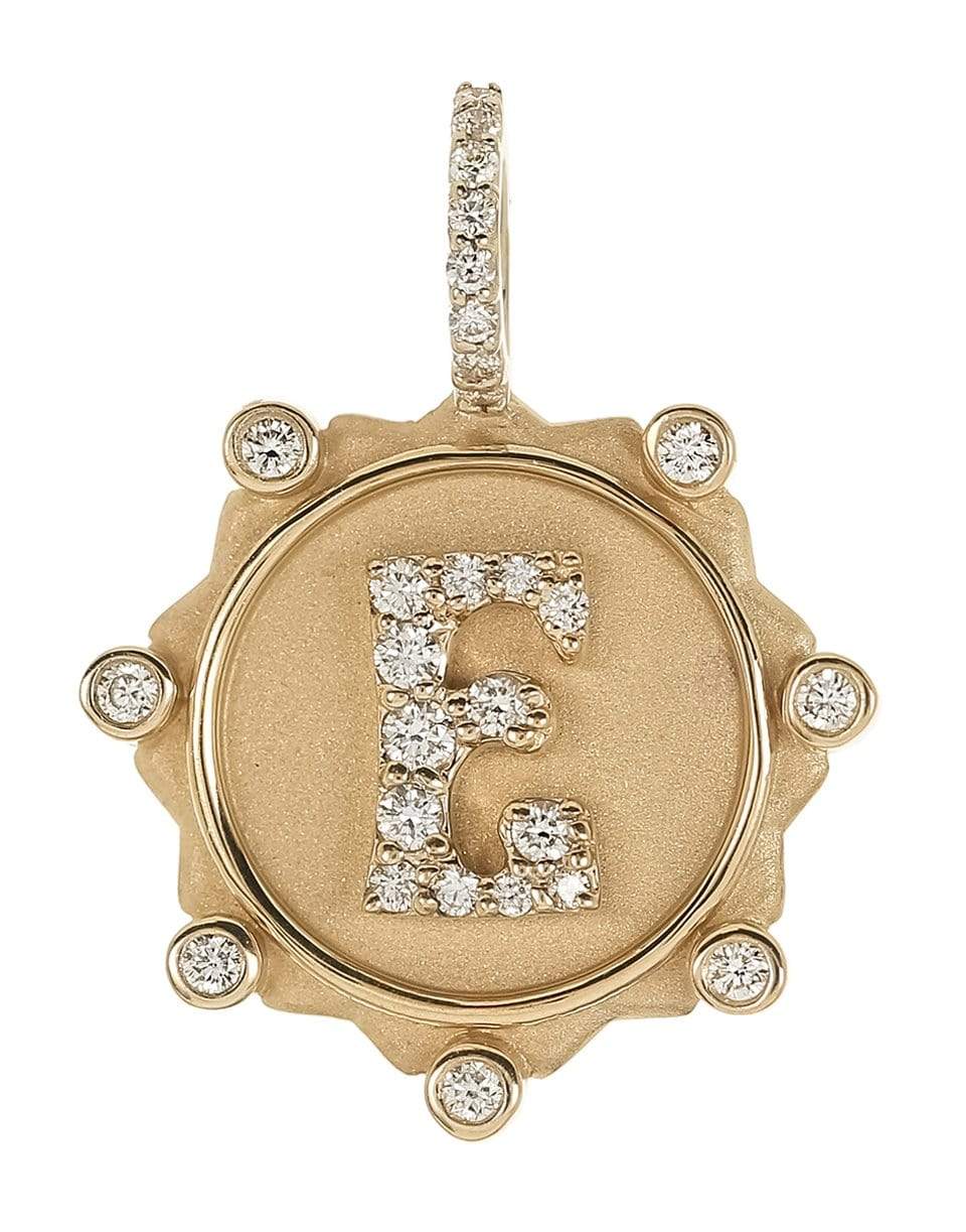 MARLO LAZ-E Pave Initial Coin Charm-YELLOW GOLD