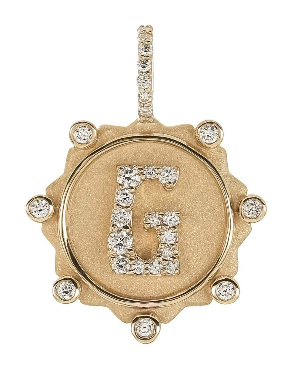 MARLO LAZ-G Pave Initial Coin Charm-YELLOW GOLD