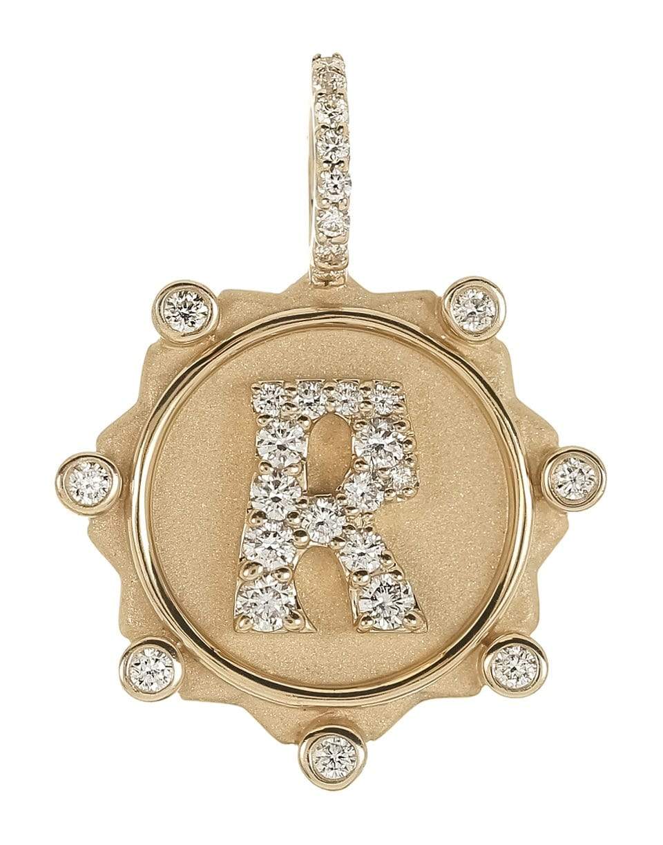 MARLO LAZ-R Pave Initial Coin Charm-YELLOW GOLD