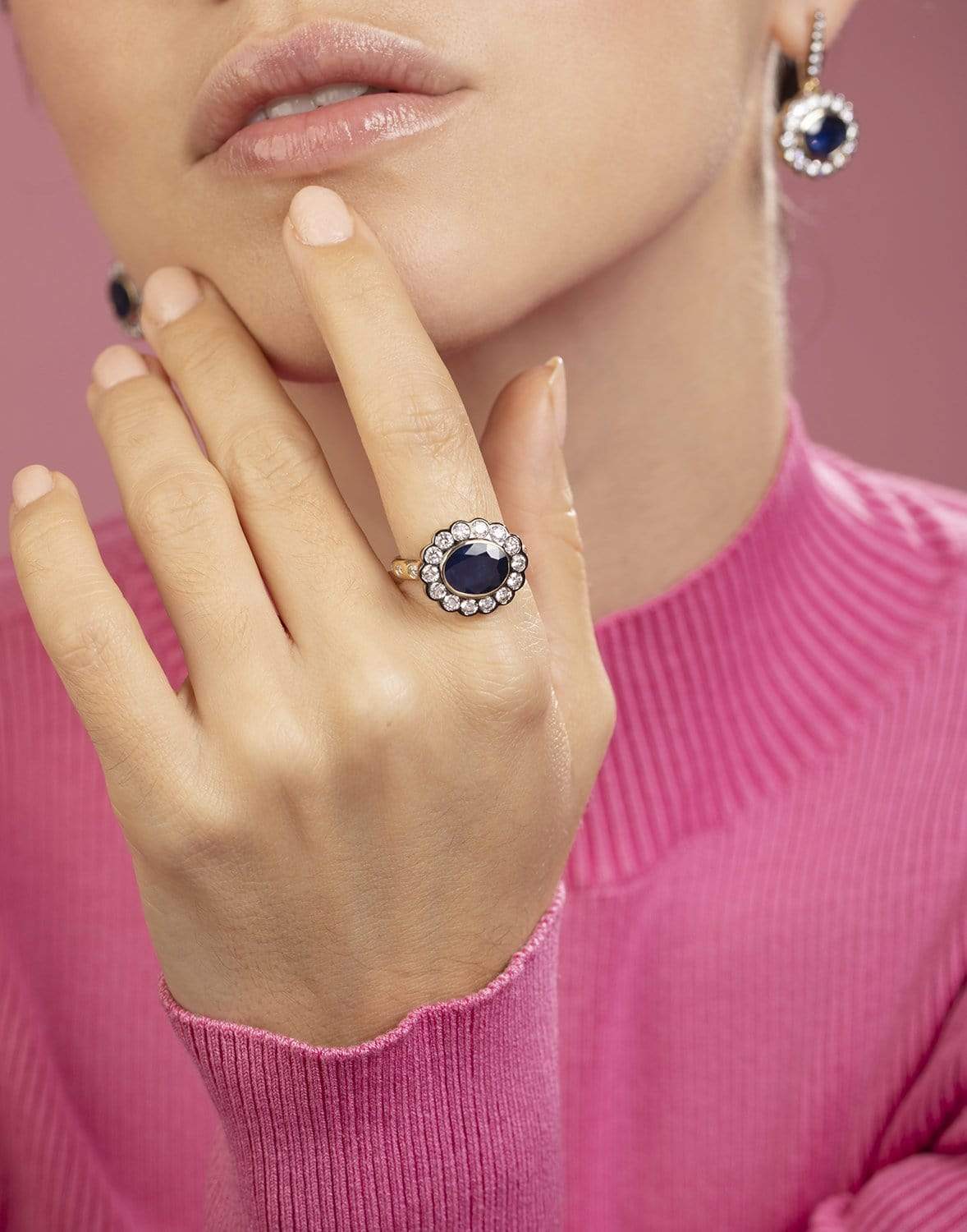 MARLO LAZ-Alexandra Blue Sapphire Ring-YELLOW GOLD