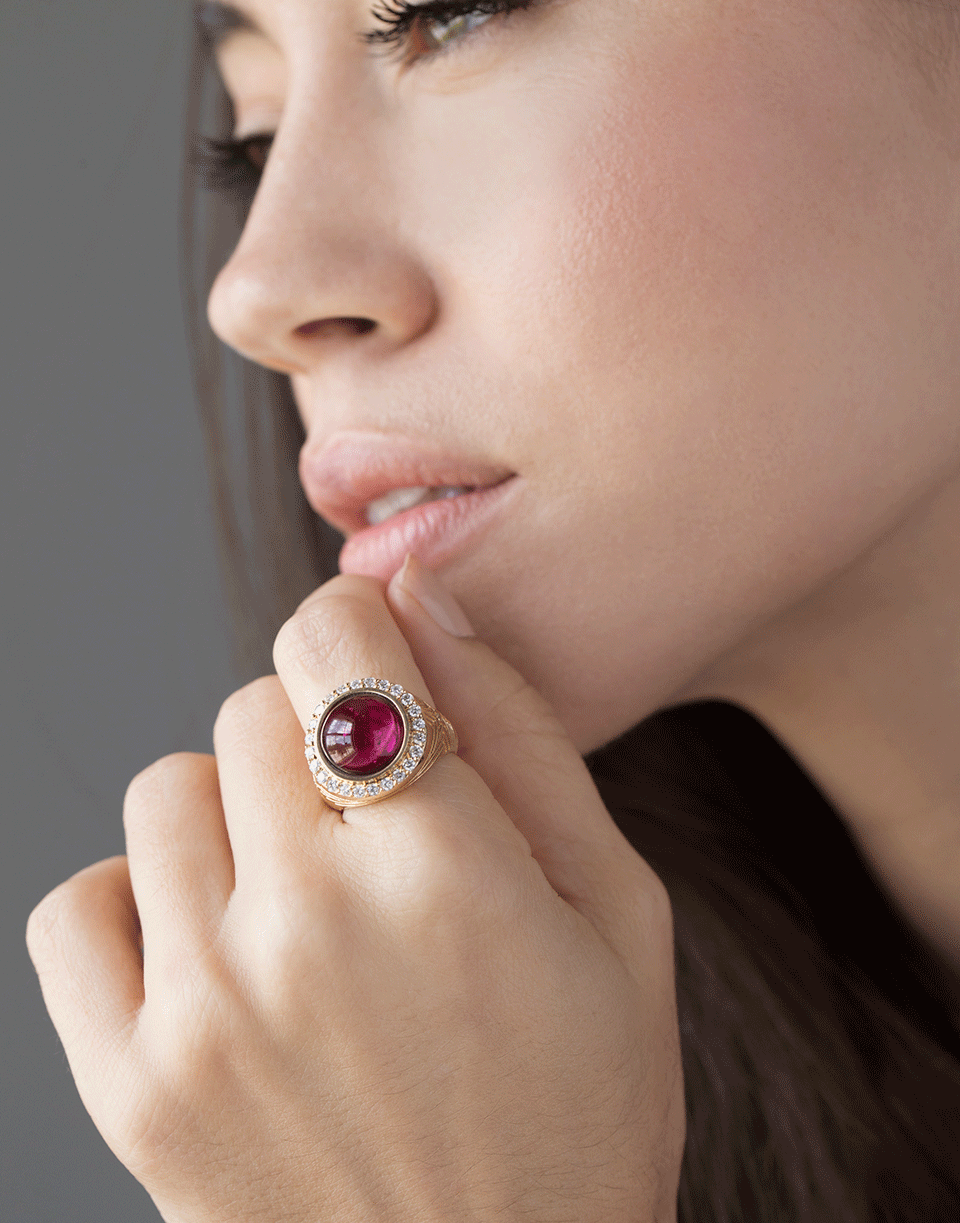 MARLO LAZ-Pink Tourmaline Gypsy Ring-YELLOW GOLD