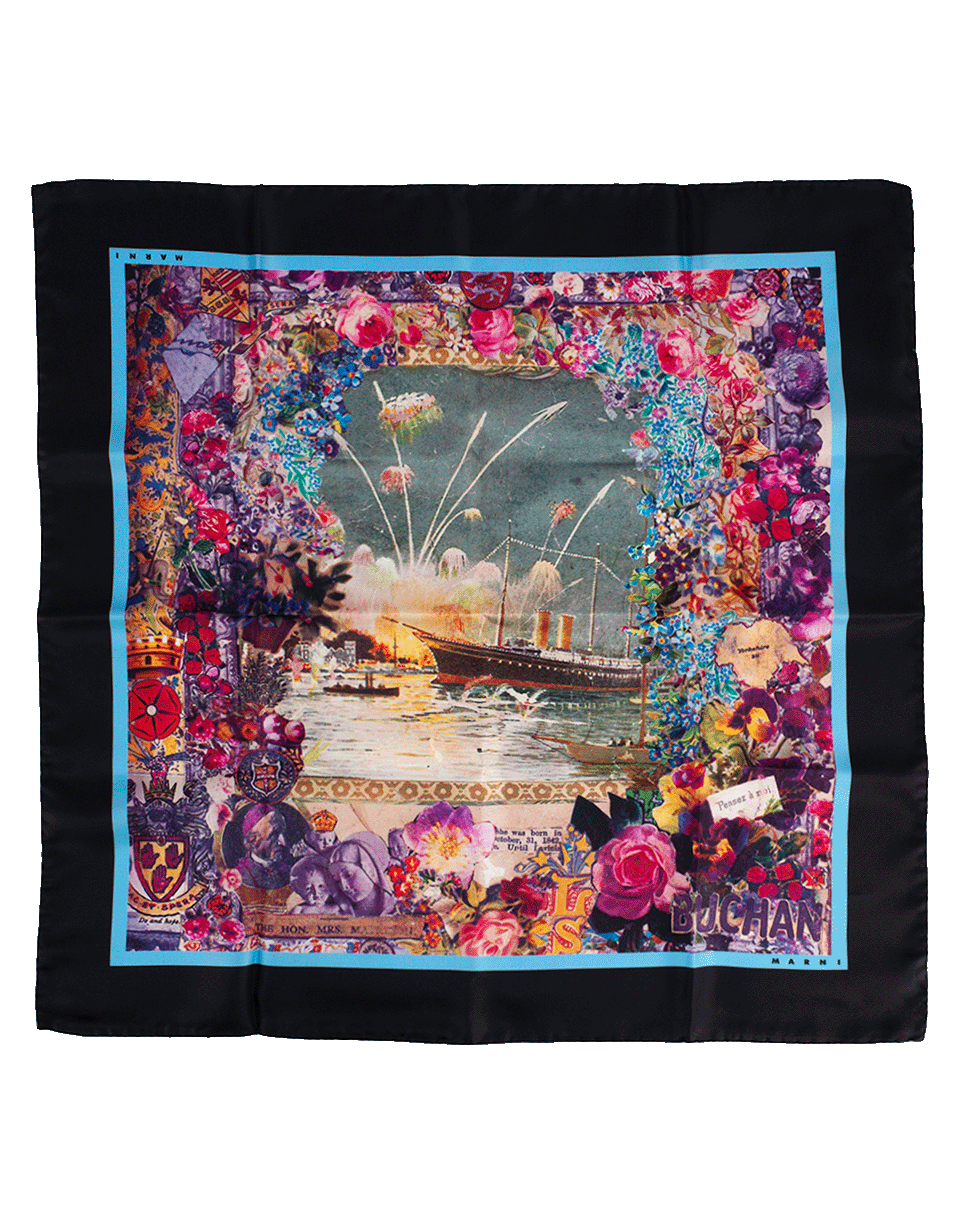 MARNI-Boat And Flowers Scarf-PWDRBLUE