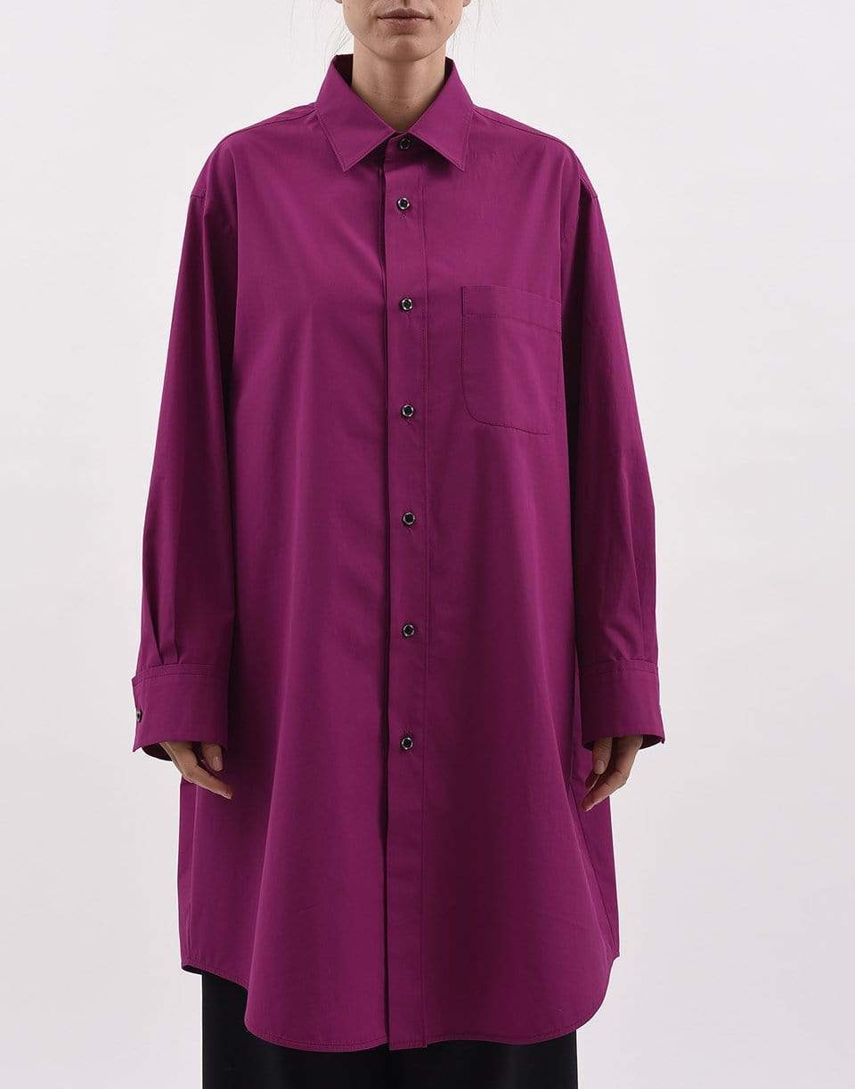 MARNI-Lavender Long Sleeve Button Front Shirt Dress-