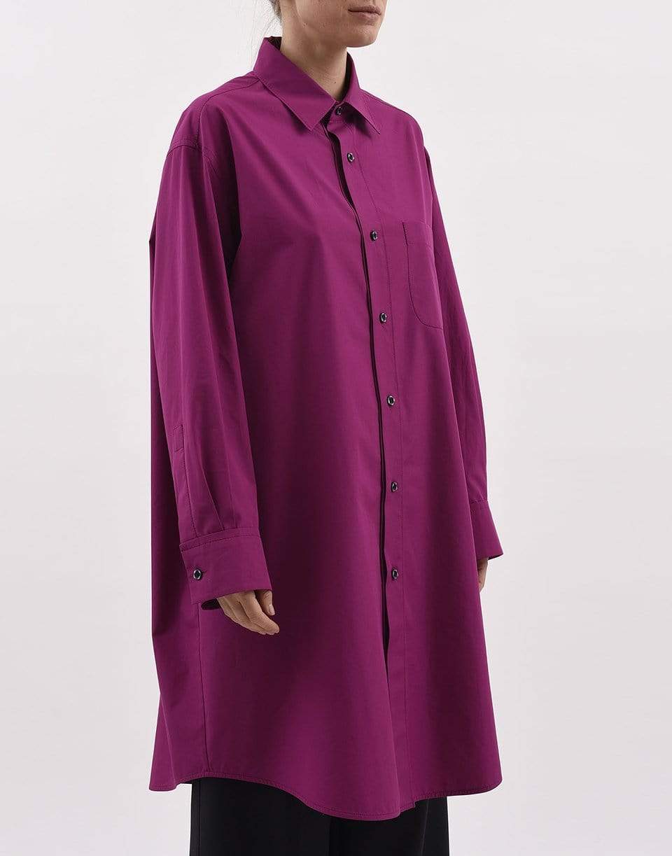 MARNI-Lavender Long Sleeve Button Front Shirt Dress-