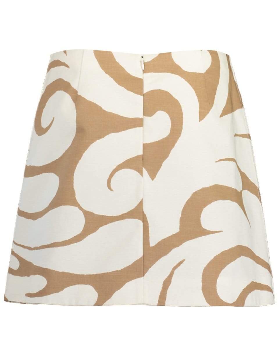MARNI-Caramel and White Printed Mini Skirt-