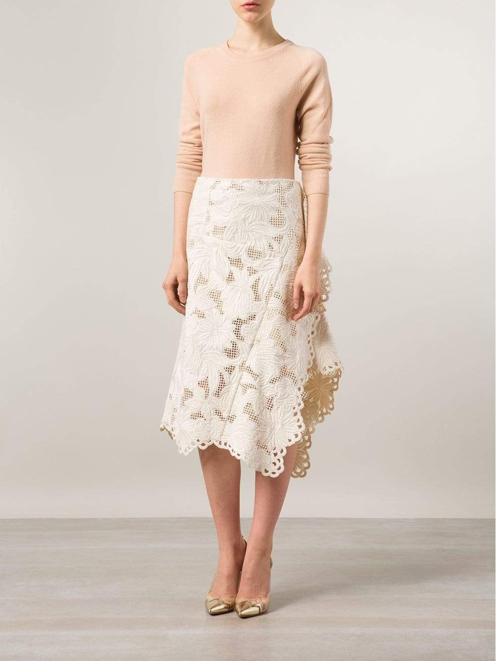 MARNI-Asymmetric Lace Skirt-