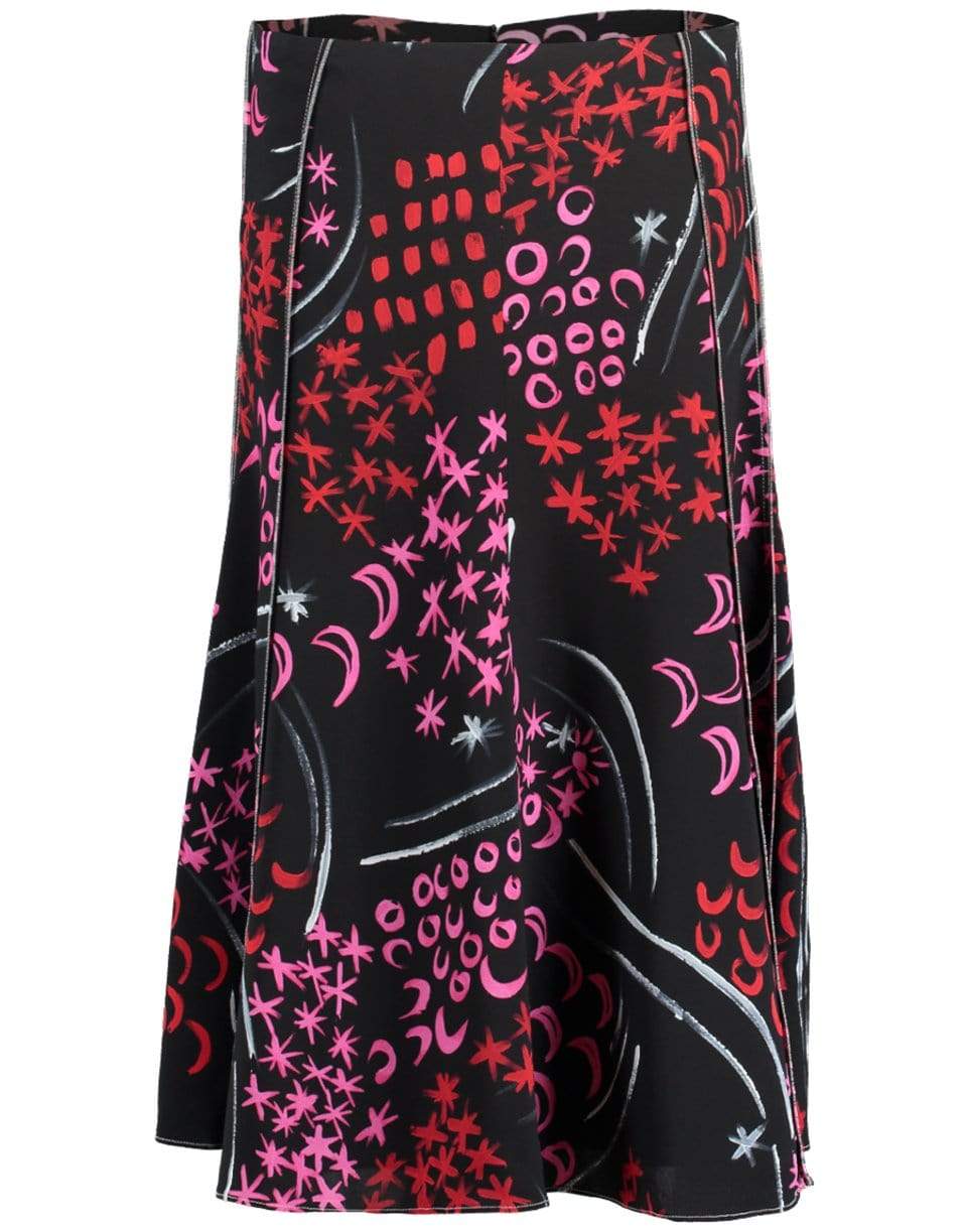 MARNI-Black and Red Printed Midi Skirt-