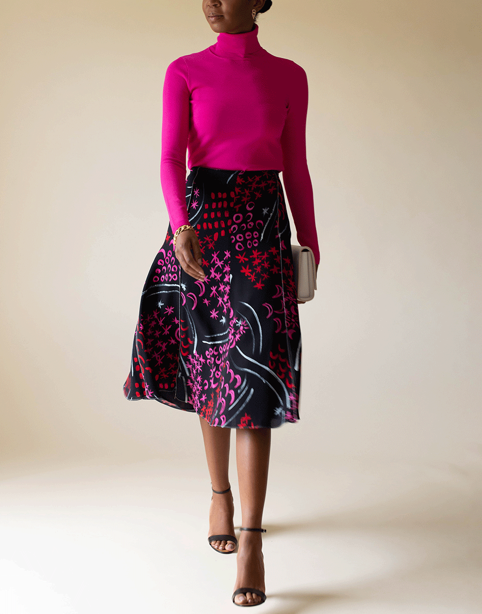 MARNI-Black and Red Printed Midi Skirt-