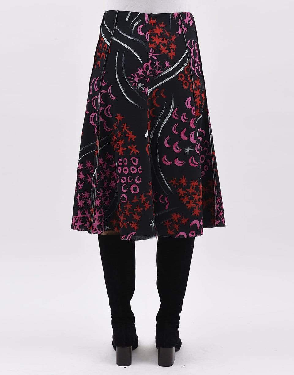 MARNI-Black and Red Printed Midi Skirt-