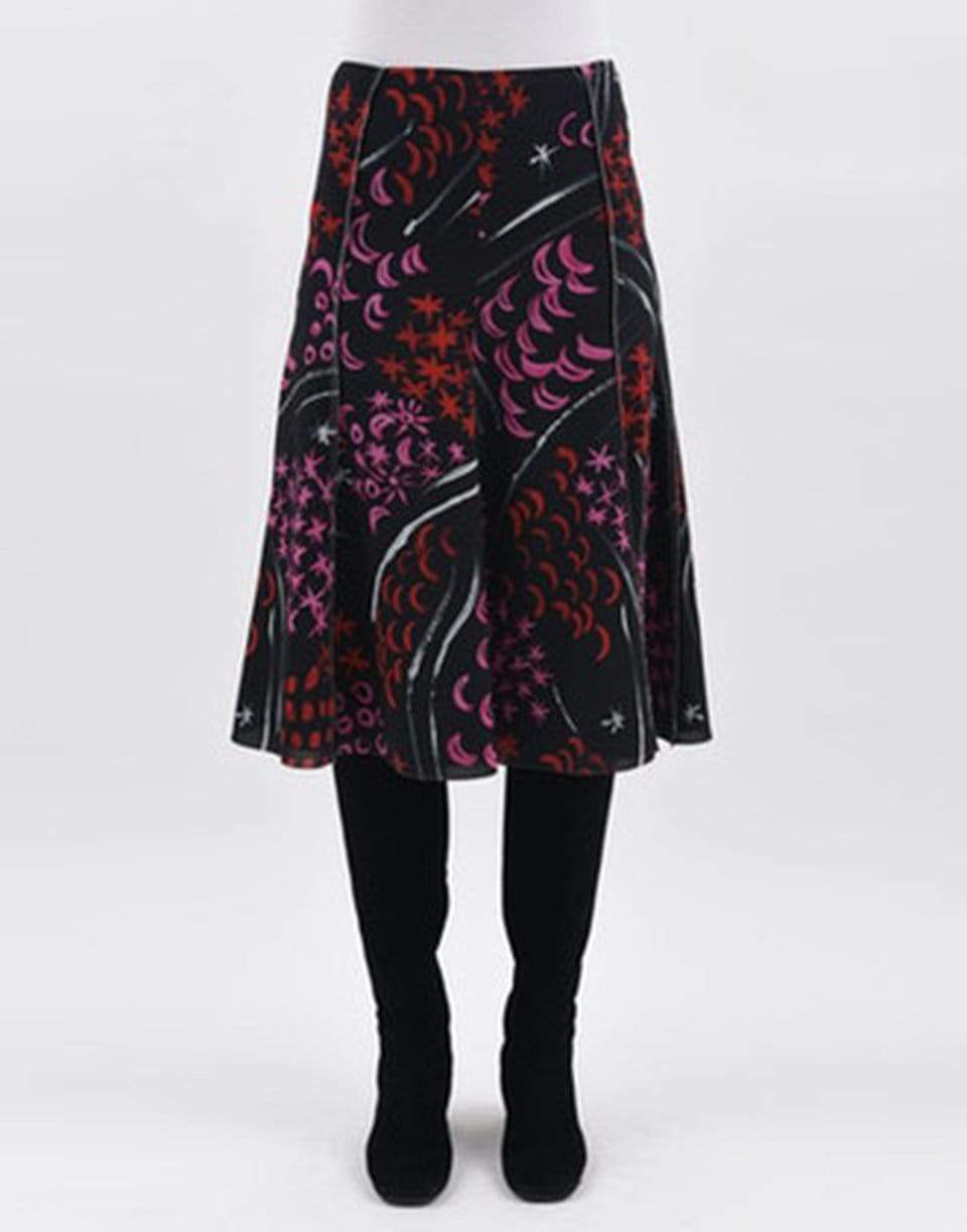 MARNI-Black and Red Printed Midi Skirt-