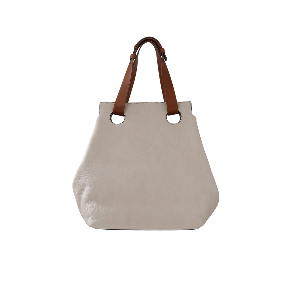 MARNI-Leather Shopping Bag-ANTWHITE