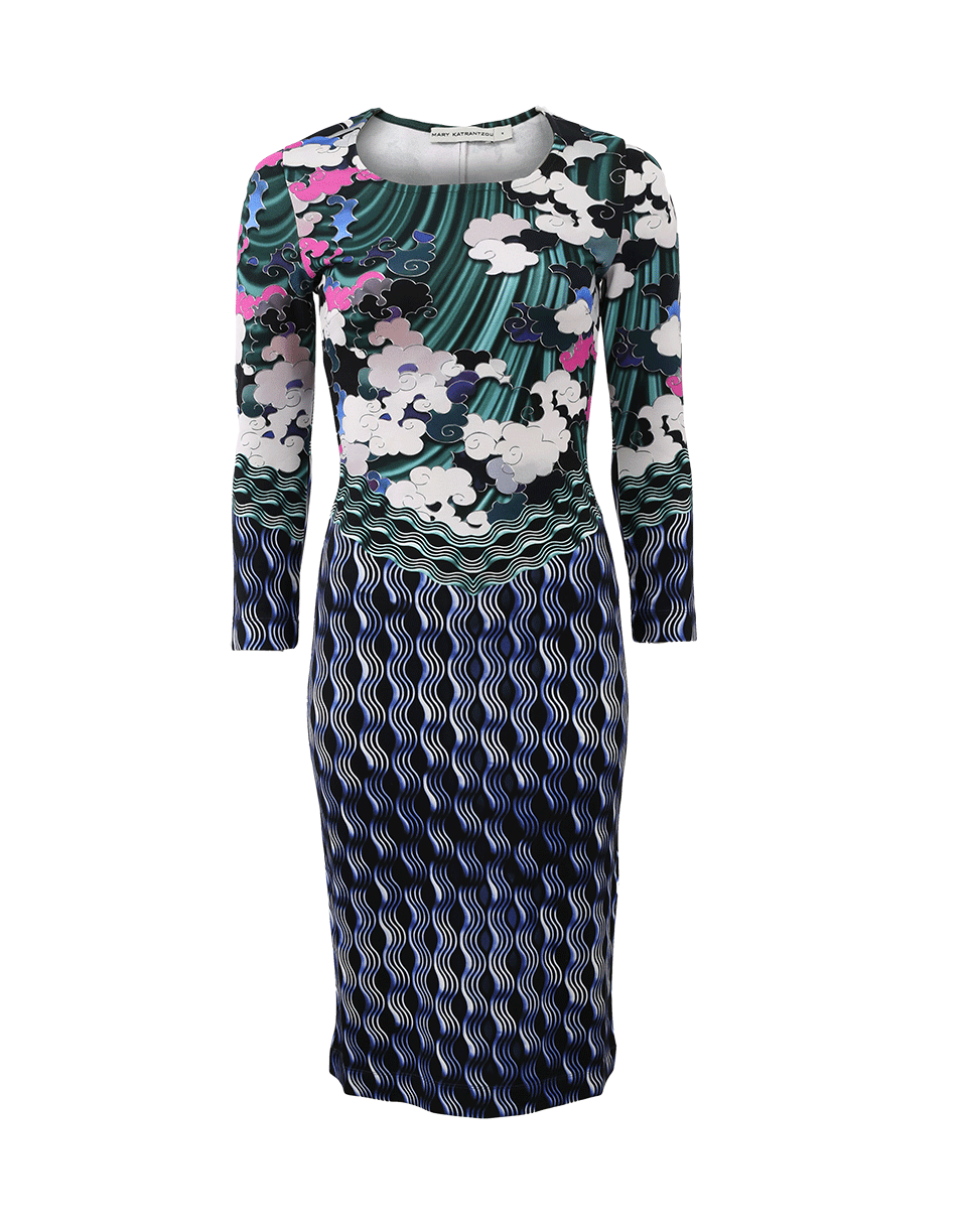 MARY KATRANTZOU-Cloud Print Jersey Dress-