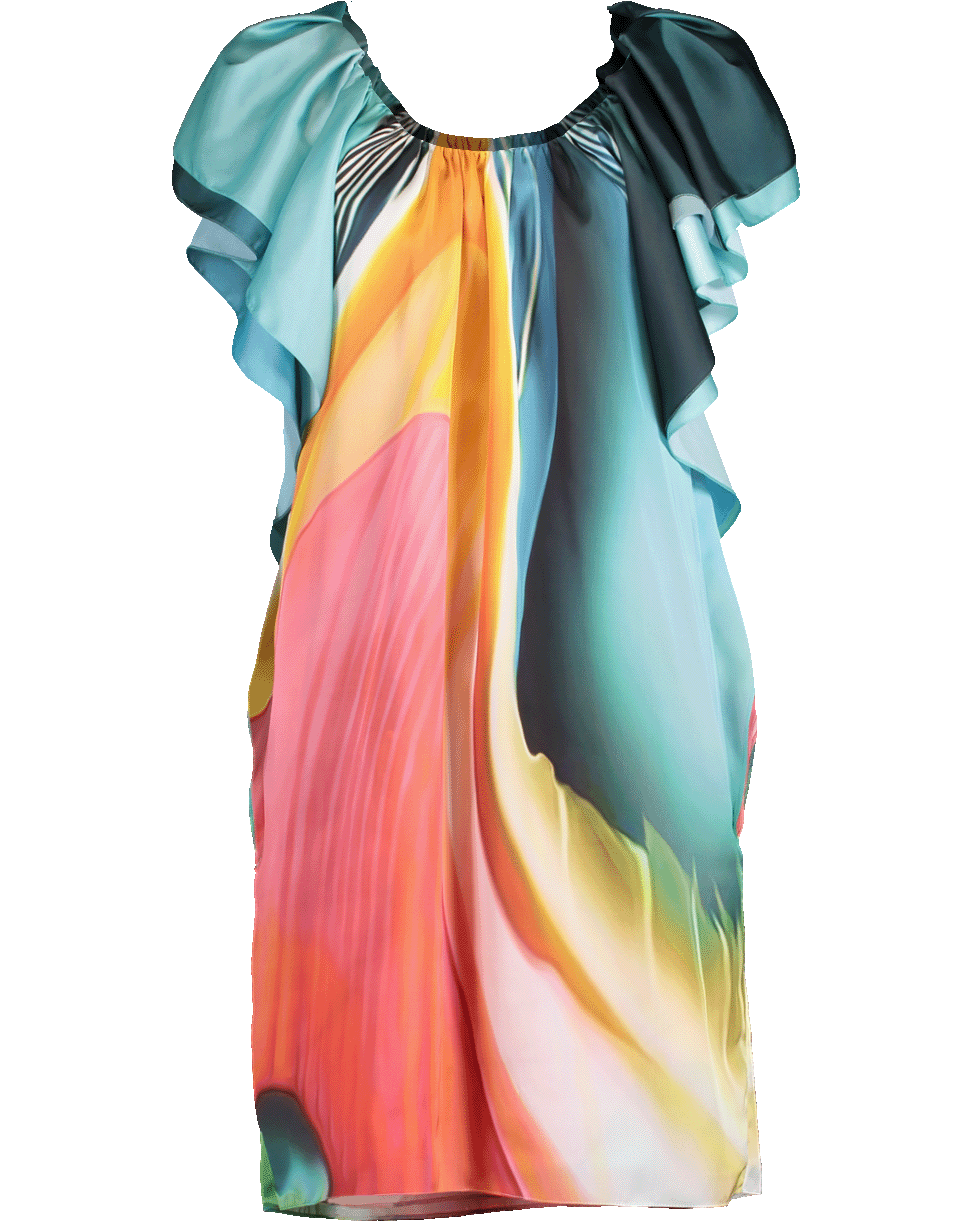 MARY KATRANTZOU-Short Ruffle Sleeve Watermark Dress-