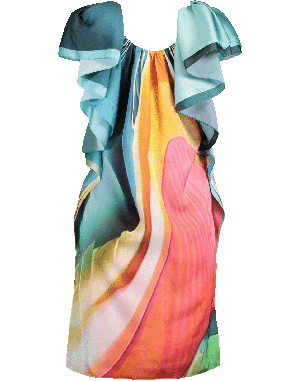 MARY KATRANTZOU-Short Ruffle Sleeve Watermark Dress-