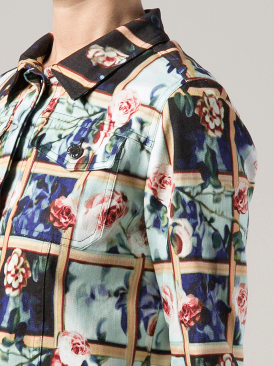 Cage Floral Print Denim Jacket CLOTHINGJACKETCASUAL MARY KATRANTZOU   