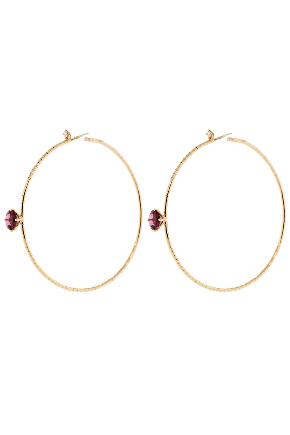 MATTIA CIELO-6cm Pink Tourmaline Hoop Earrings-ROSE GOLD