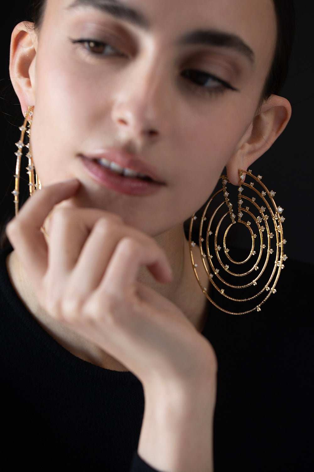 MATTIA CIELO-5 Row Echo Diamond Hoops-YELLOW GOLD