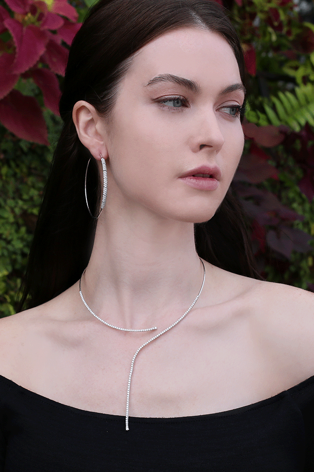 MATTIA CIELO-Rugiada Diamond Drop Collar Necklace-WHITE GOLD