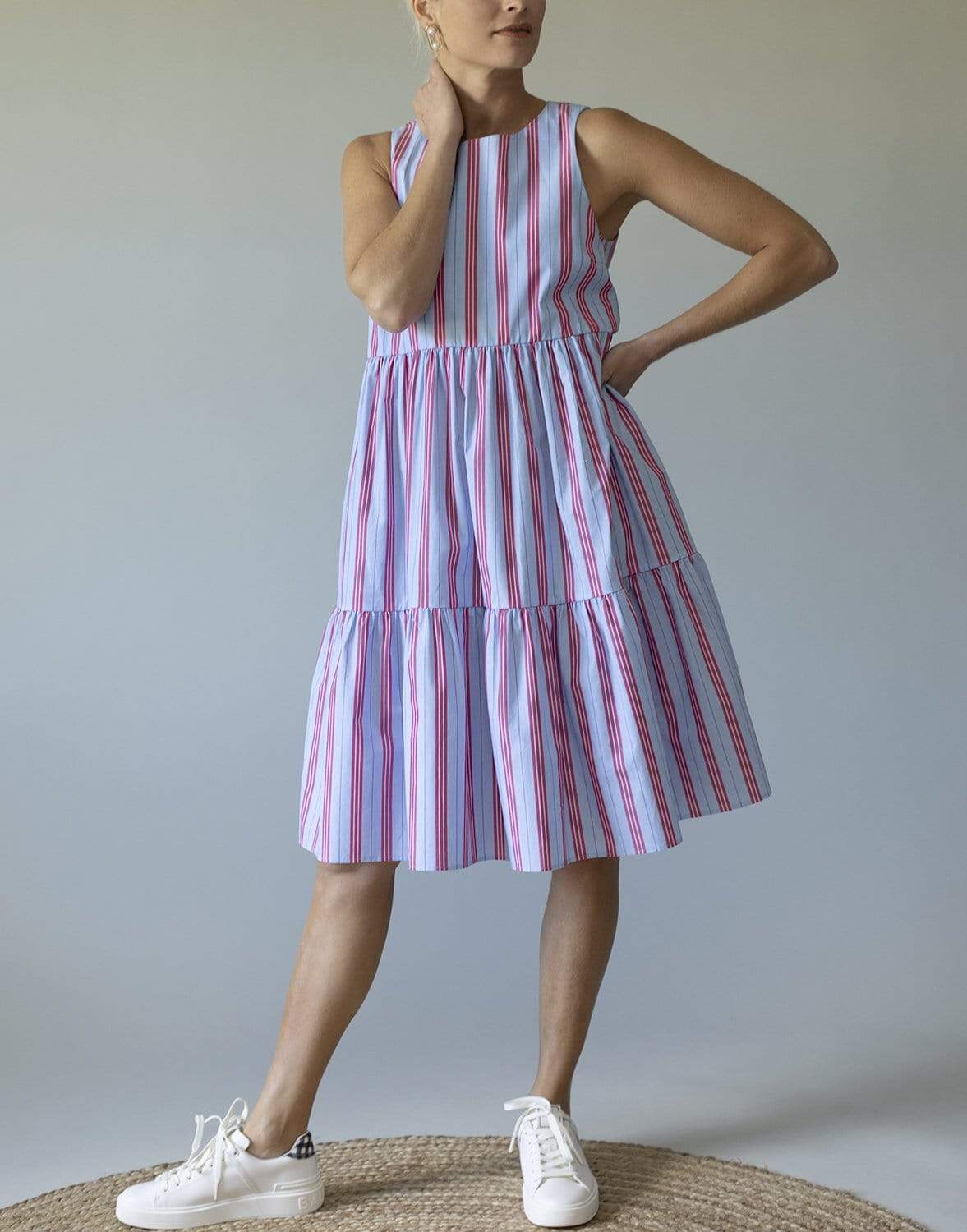 MDS STRIPES-Striped Peasant Dress-