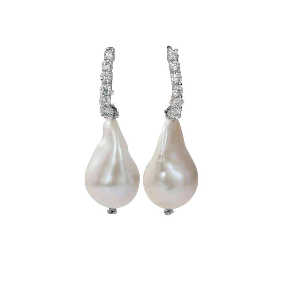 MELA-Cubic Zirconia And Baroque Pearl Earrings-PRL/SLVR
