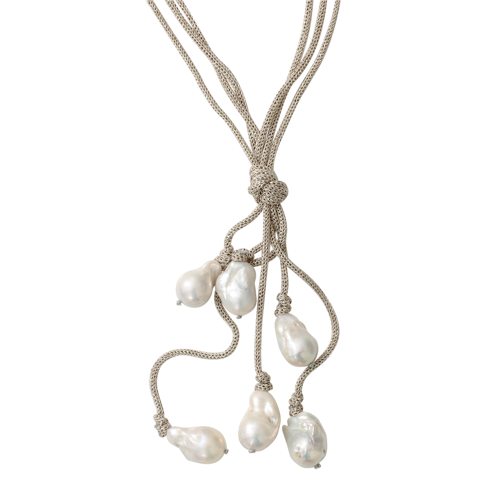 MELA-Three-Strand Baroque Pearl Necklace-SILVER