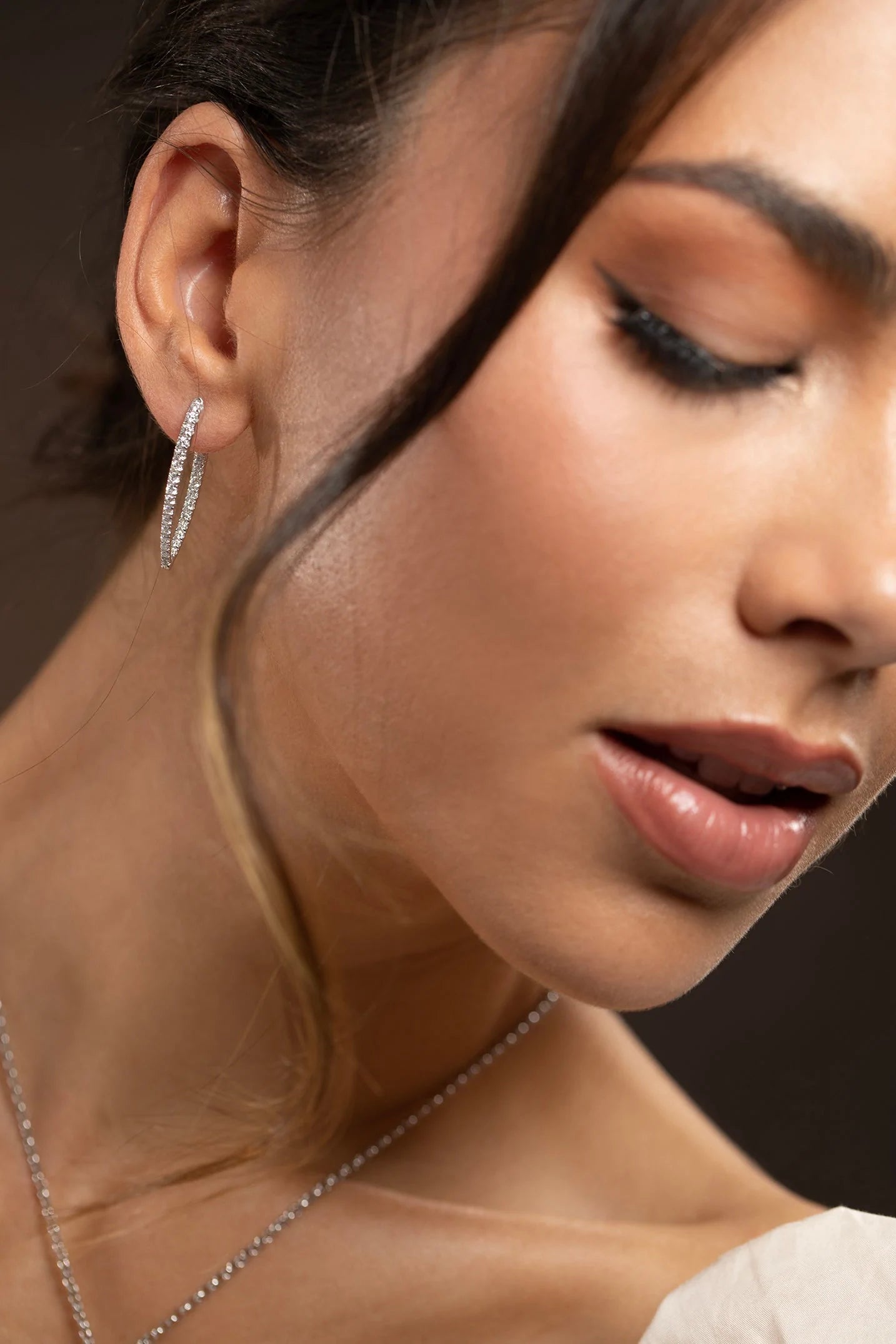 MELISSA KAYE-Cristina Medium Diamond Earrings - White Gold-WHITE GOLD