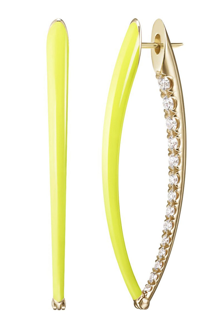 MELISSA KAYE-Large Cristina Neon Yellow Earrings-YELLOW GOLD