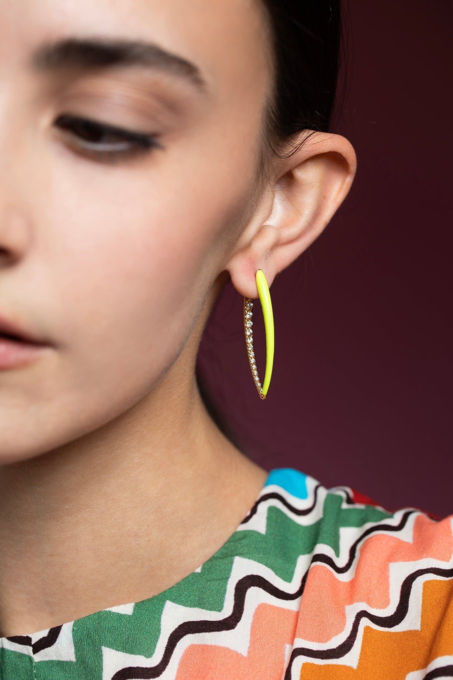 MELISSA KAYE-Large Cristina Neon Yellow Earrings-YELLOW GOLD