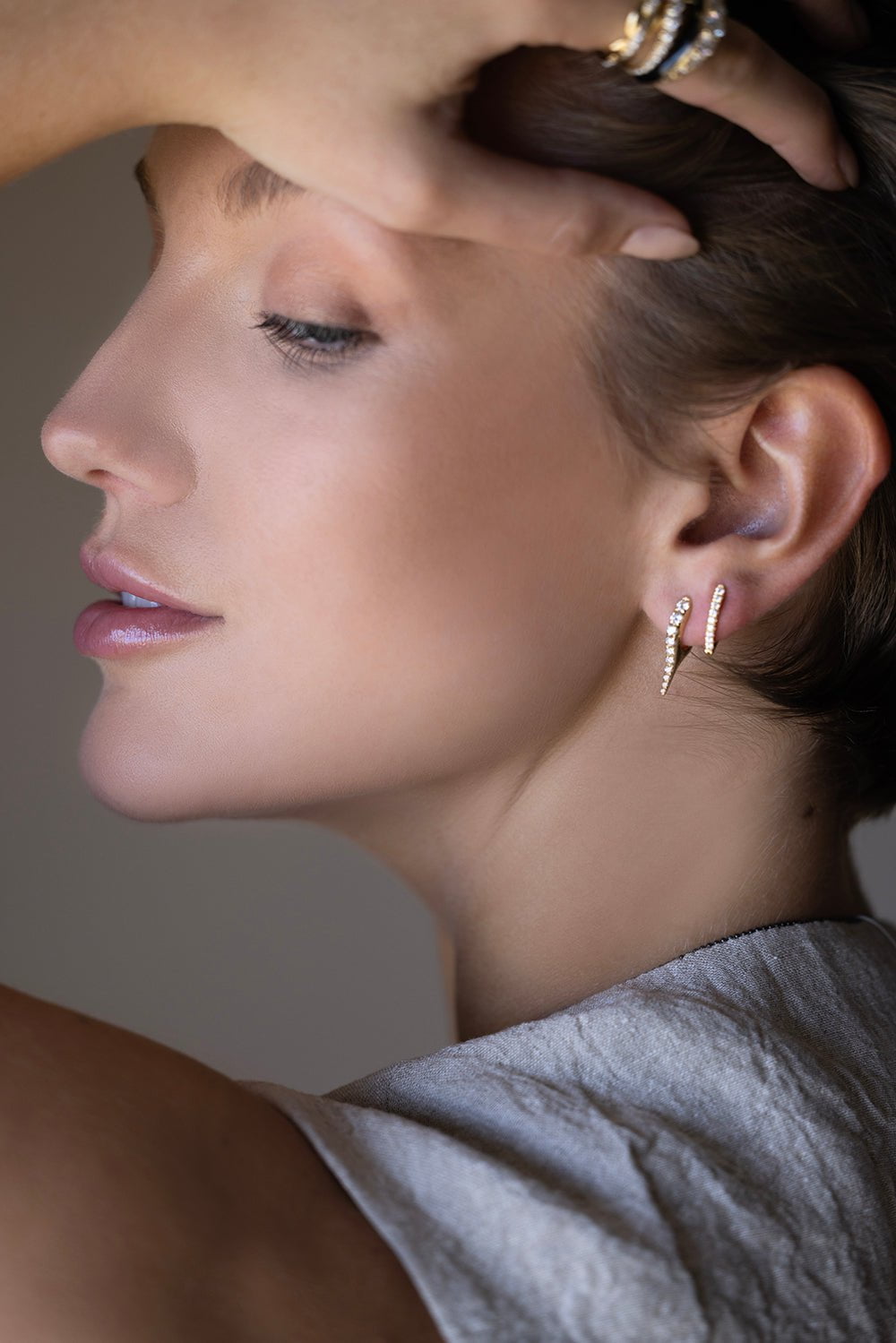 MELISSA KAYE-Lola Mini Diamond Needle Earrings-YELLOW GOLD
