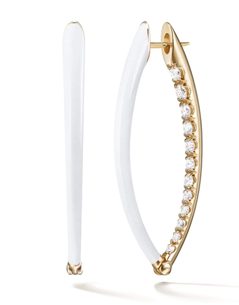 MELISSA KAYE-Cristina Medium White Enamel and Diamond Earrings-YELLOW GOLD