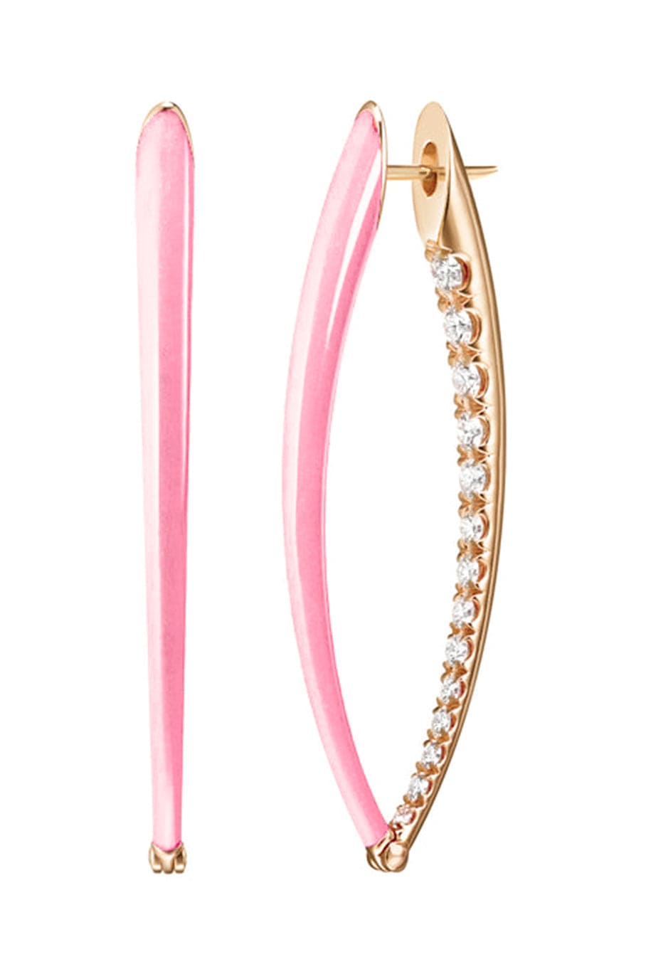 MELISSA KAYE-Marissa Pink Large Cristina Earrings-YELLOW GOLD