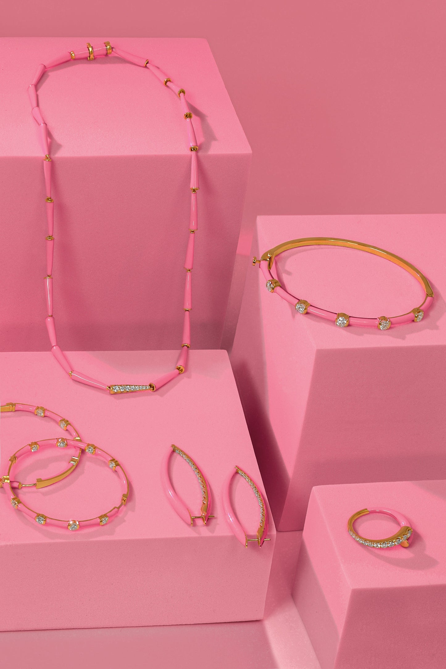 MELISSA KAYE-Marissa Pink Large Cristina Earrings-YELLOW GOLD