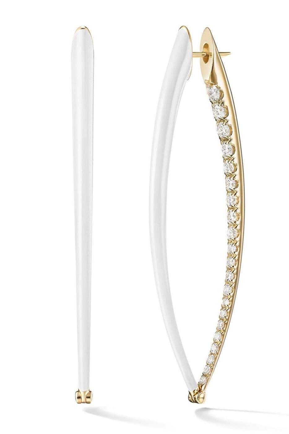 MELISSA KAYE-White XL Cristina Earrings-YELLOW GOLD