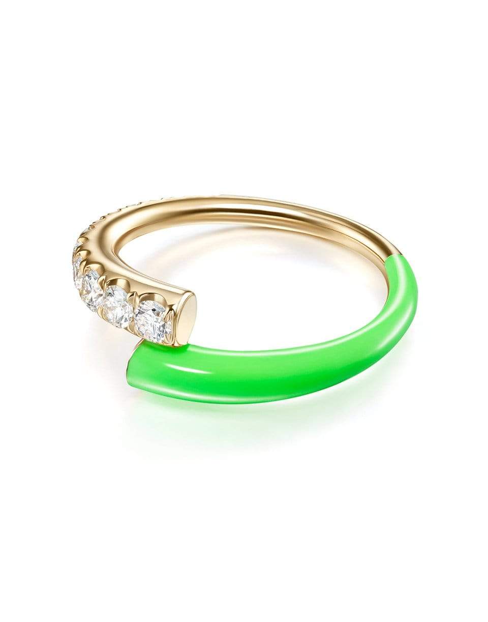 MELISSA KAYE-Lola Green Enamel and Diamond Ring-YELLOW GOLD