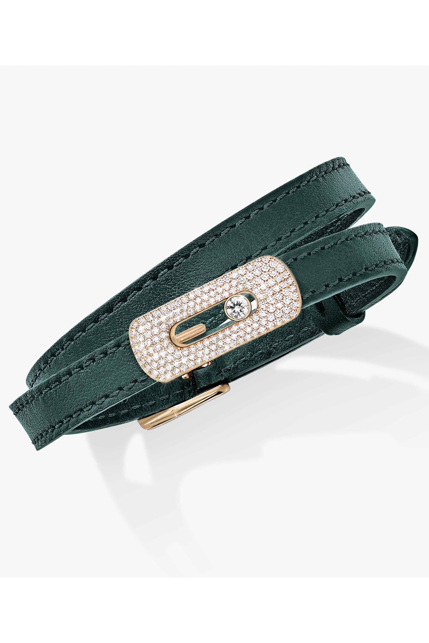MESSIKA-My Move Leather Bracelet - English Green-GREEN