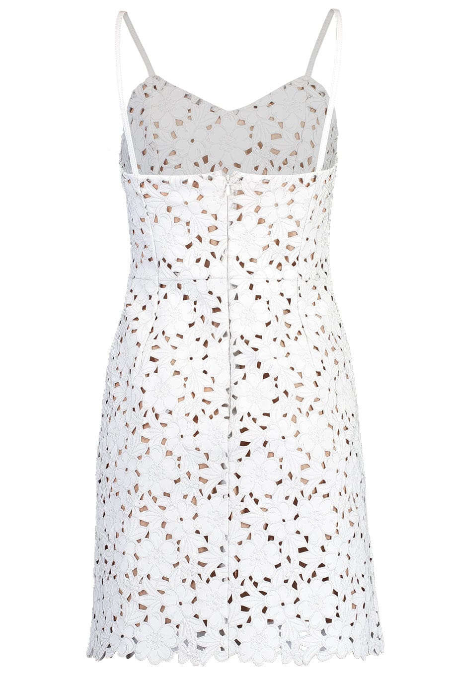 MICHAEL KORS-Floral Leather Slip Dress-OPTIC WHITE