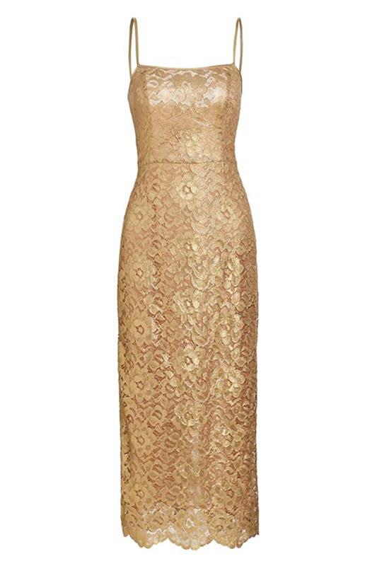 MICHAEL KORS-Lace Midi Slip Dress-