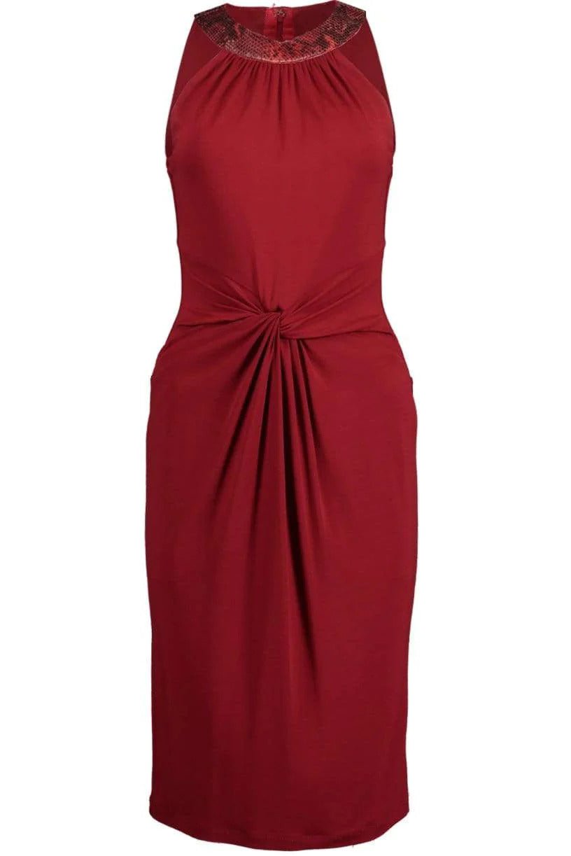 MICHAEL KORS-Halter Dress with Faux Python-RED