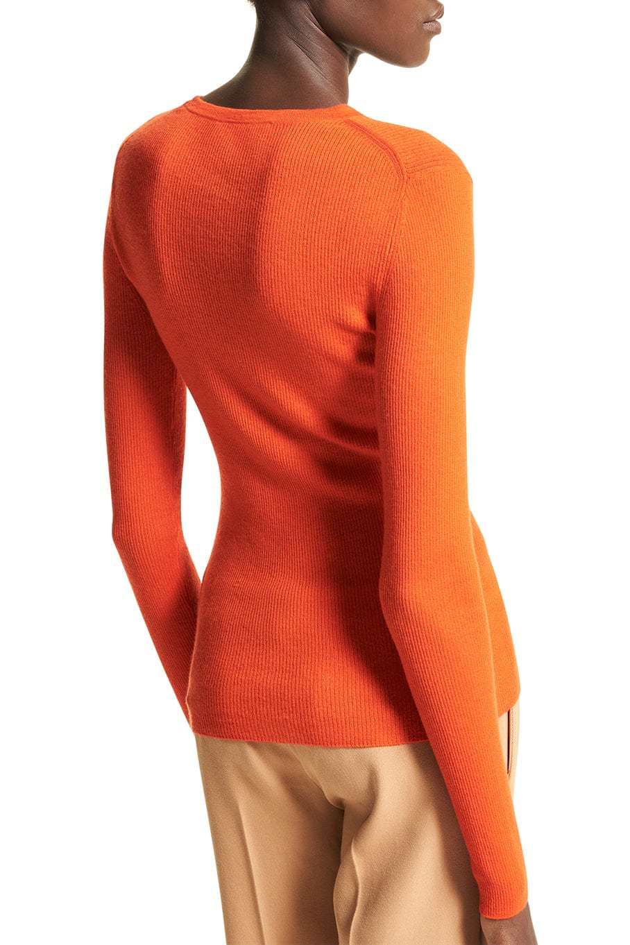 MICHAEL KORS COLLECTION-Hutton Ribbed Crewneck Pull Over - Orange-