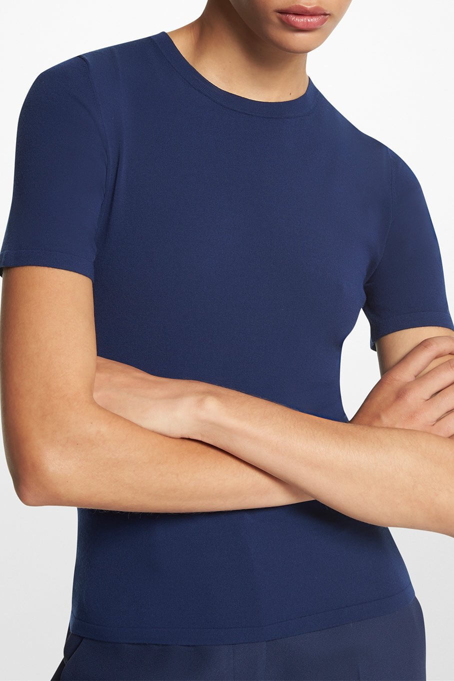 MICHAEL KORS COLLECTION-Crewneck Tee - Navy-