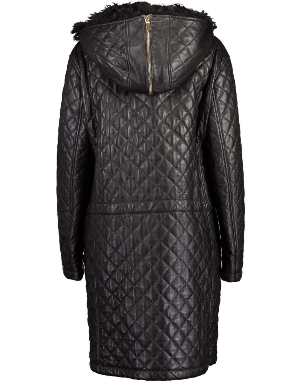 MICHAEL KORS-Chocolate Quilted Shearling Hood Parka-CHOCOLAT