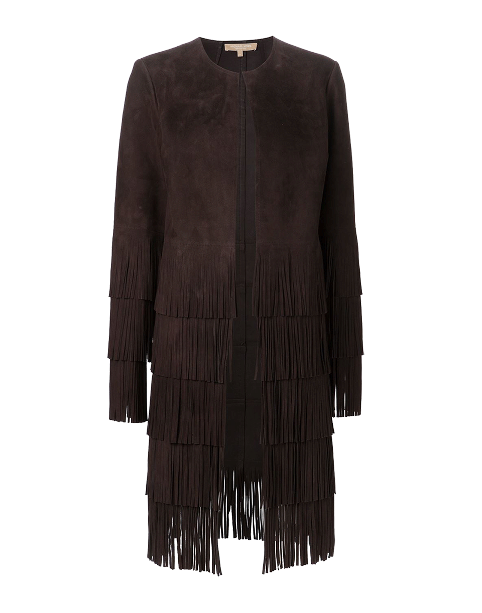 MICHAEL KORS-Suede Fringe Coat-