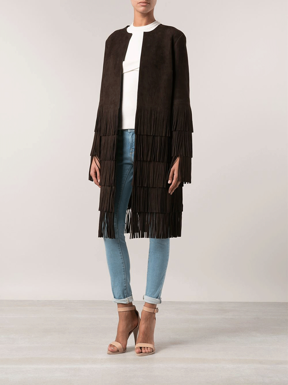 MICHAEL KORS-Suede Fringe Coat-