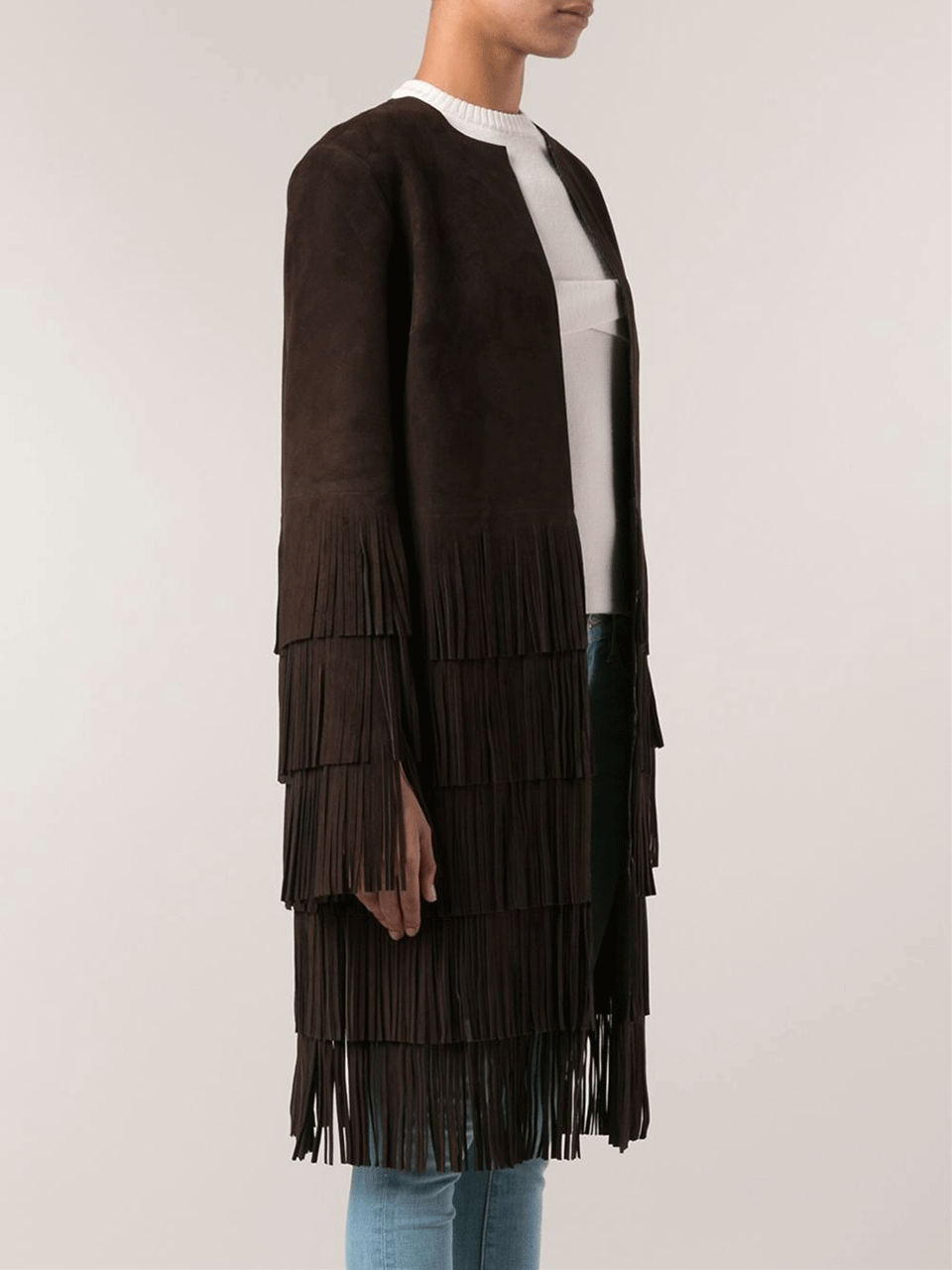 MICHAEL KORS-Suede Fringe Coat-