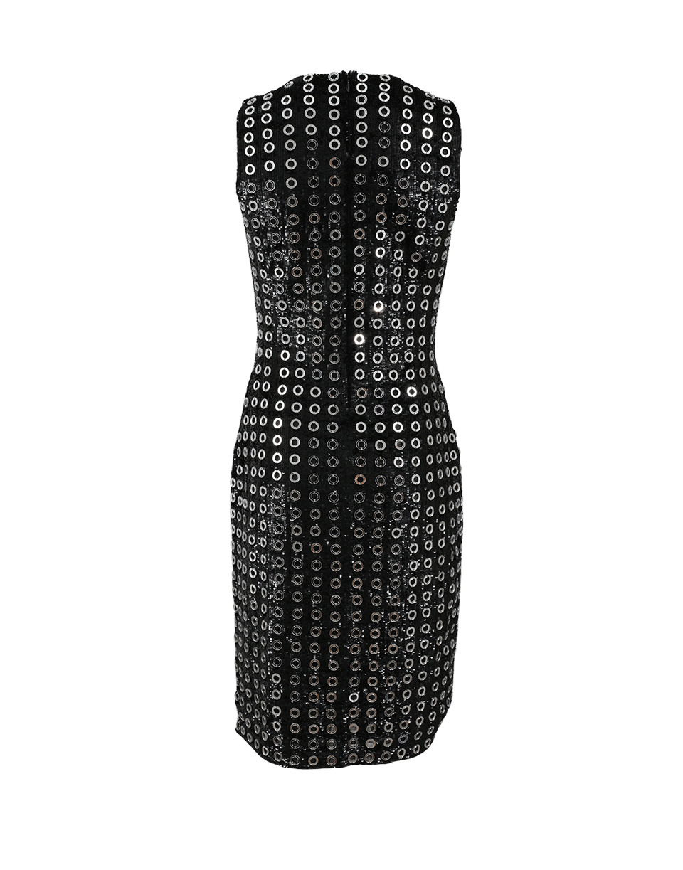 MICHAEL KORS-Grommet Embroidered Dress-BLACK