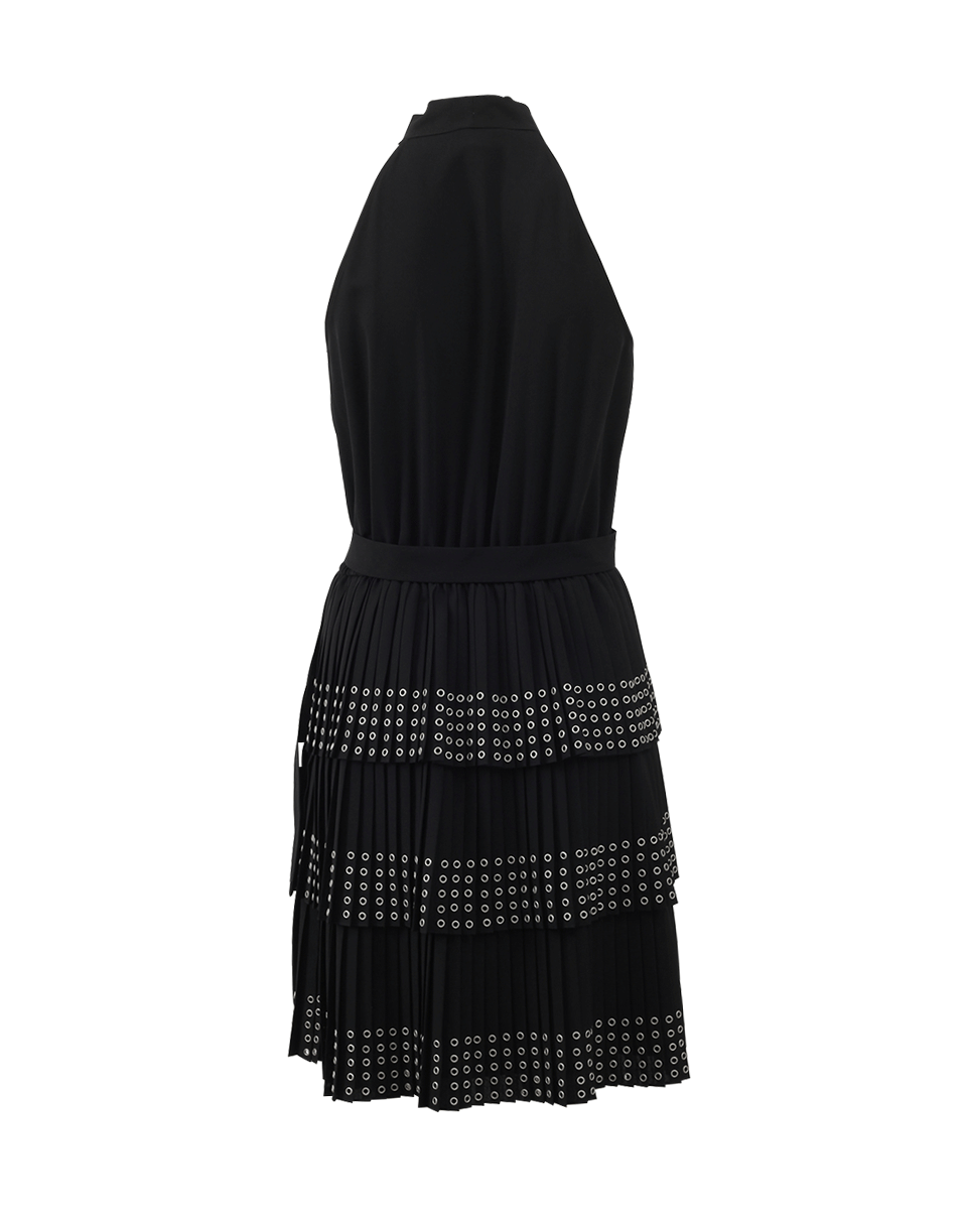 MICHAEL KORS-Grommet Pleated Dress-BLACK