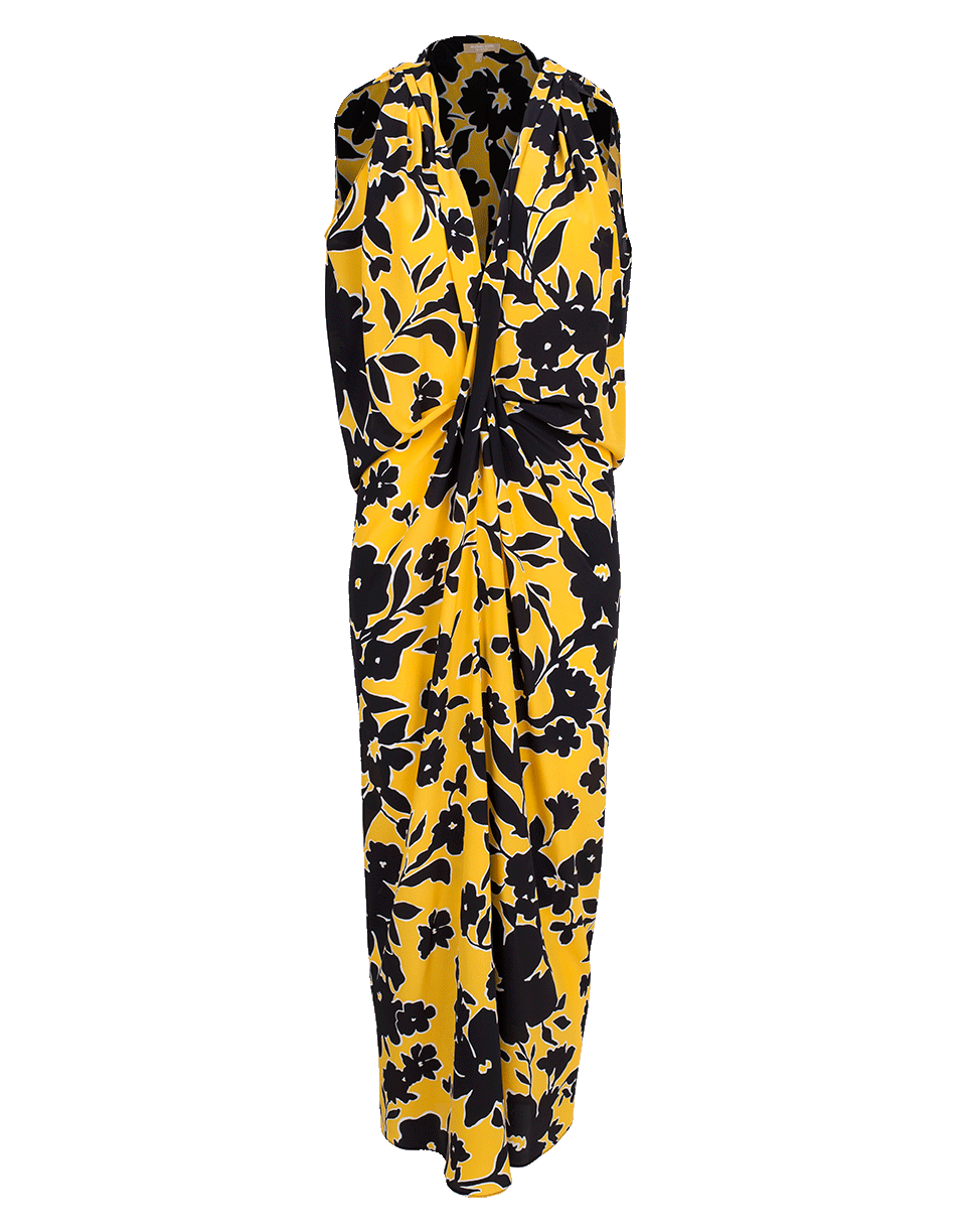 MICHAEL KORS-Draped Column Dress-LEMON