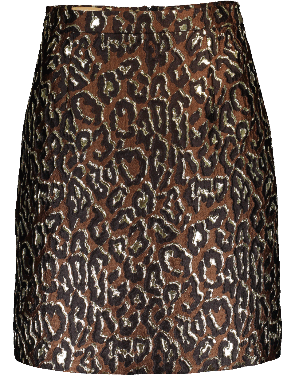 MICHAEL KORS-Leopard Metallic Jacquard Skirt-